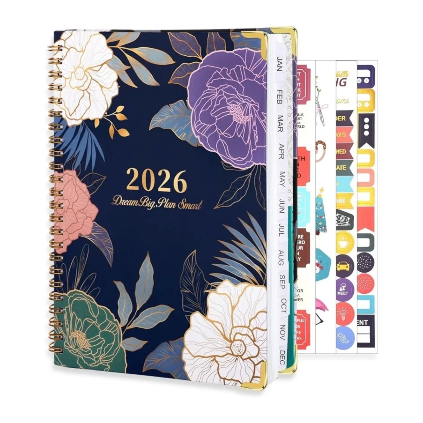 2026 Planner - Jan 2026 - Dec 2026 – Purple Flower Navy – view 1