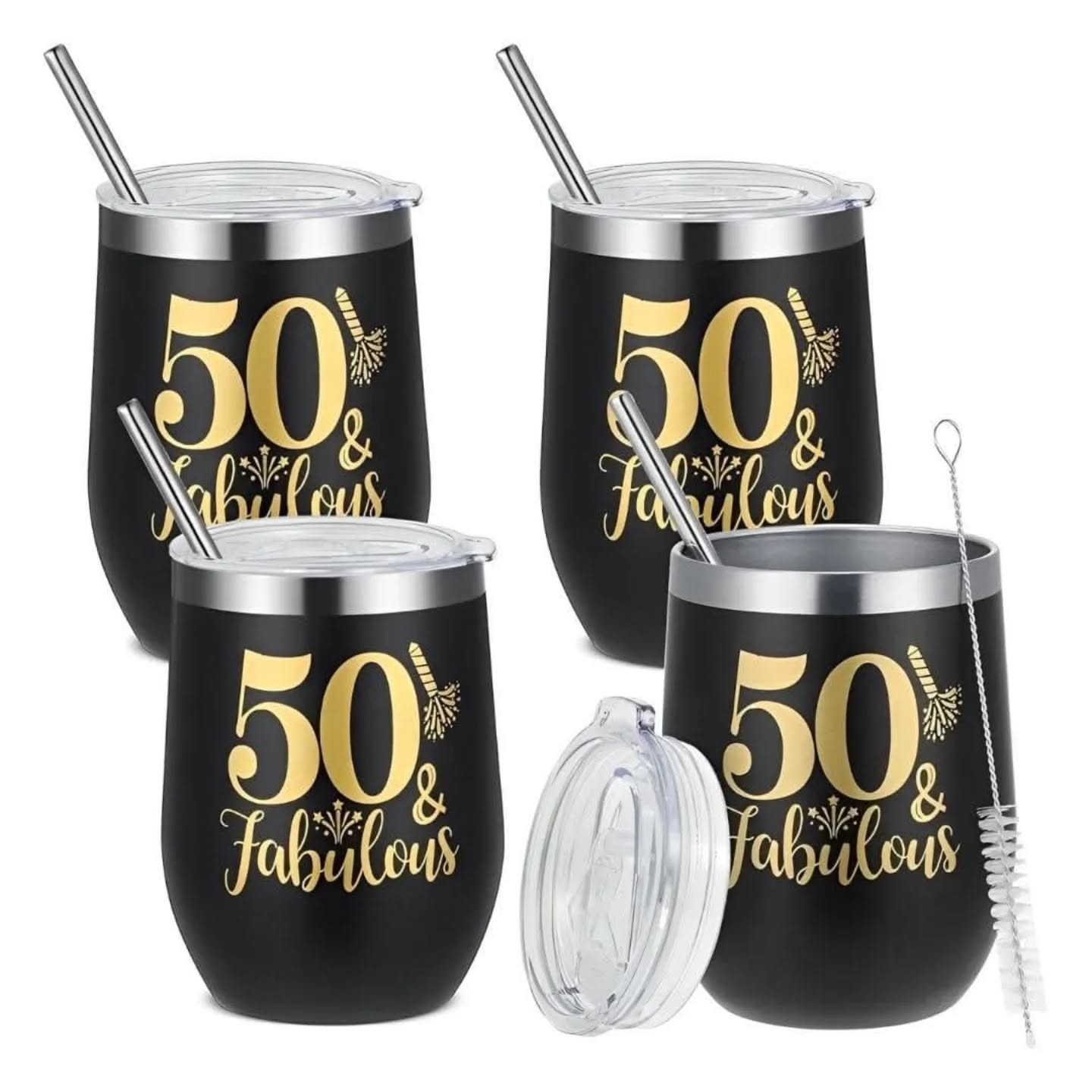 50 & Fabulous Birthday Stainless Steel Tumblers – view 1