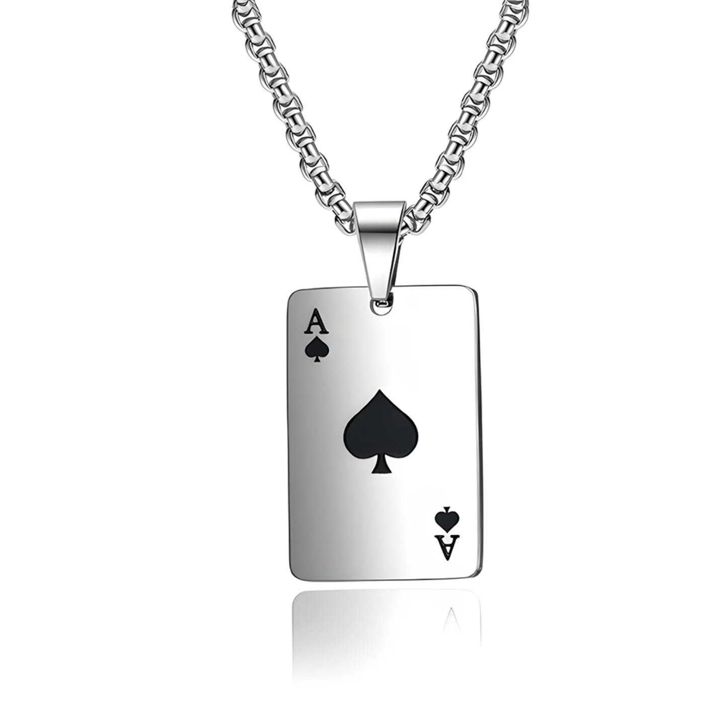 Ace Of Spades Stainless Steel Card Pendant & Chain – view 1