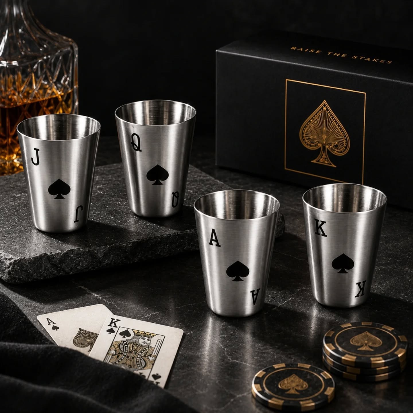 Ace of Spades Stainless Steel Shot Glasses – view 1