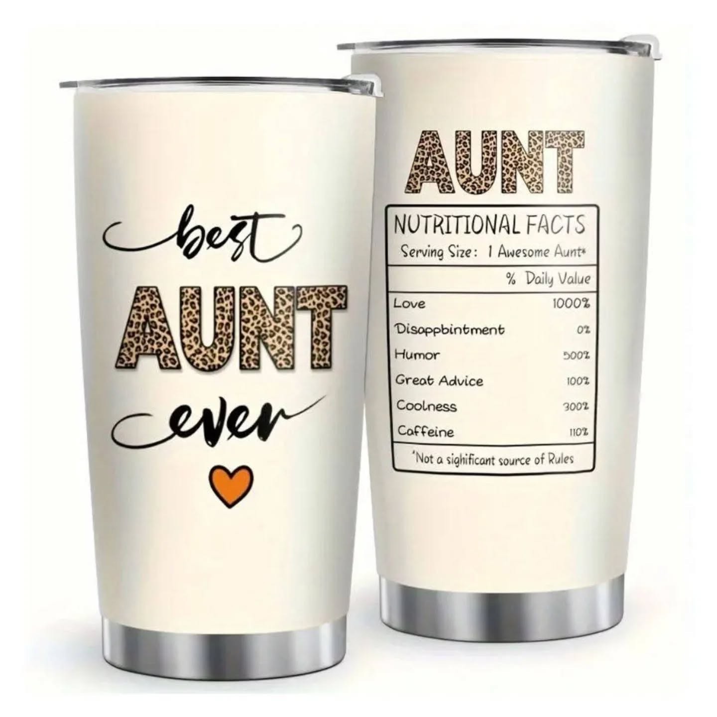 Best Aunt Ever, Personality Nutritional Facts Stainless Steel Tumbler (20oz) – view 1