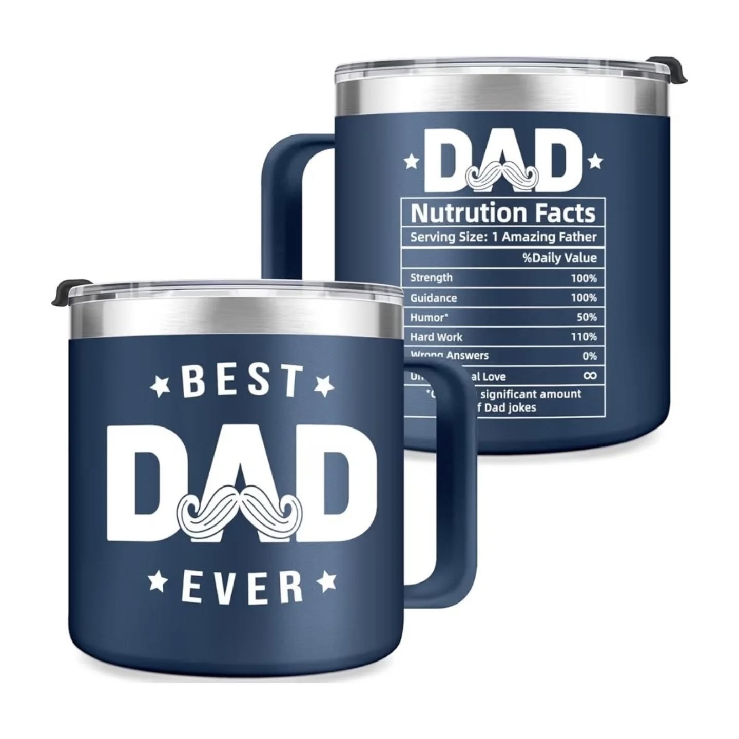 Best Dad Ever Stainless Steel Travel Cup (16oz), Blue – view 1