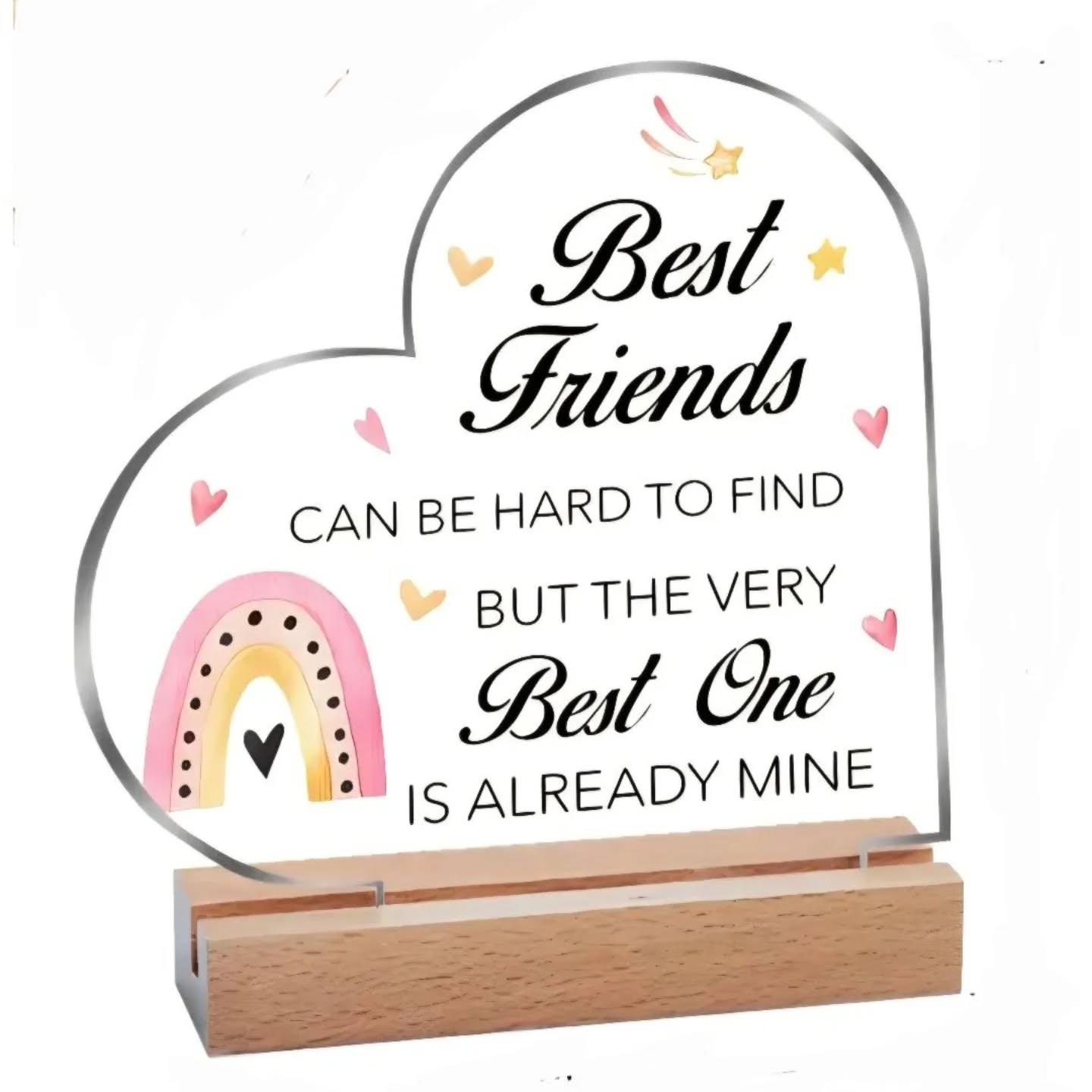 Best Friend Appreciation Gifts Mini Plaque: Best Friend Mini Heart Plaque With Wooden Stand – view 1