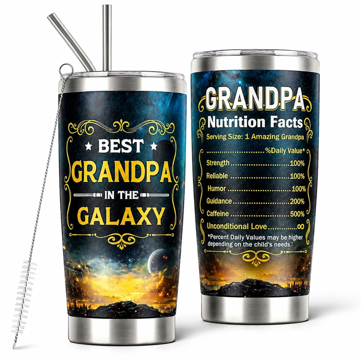 Best Grandpa In The Galaxy Stainless Steel Tumbler (20oz) – view 1