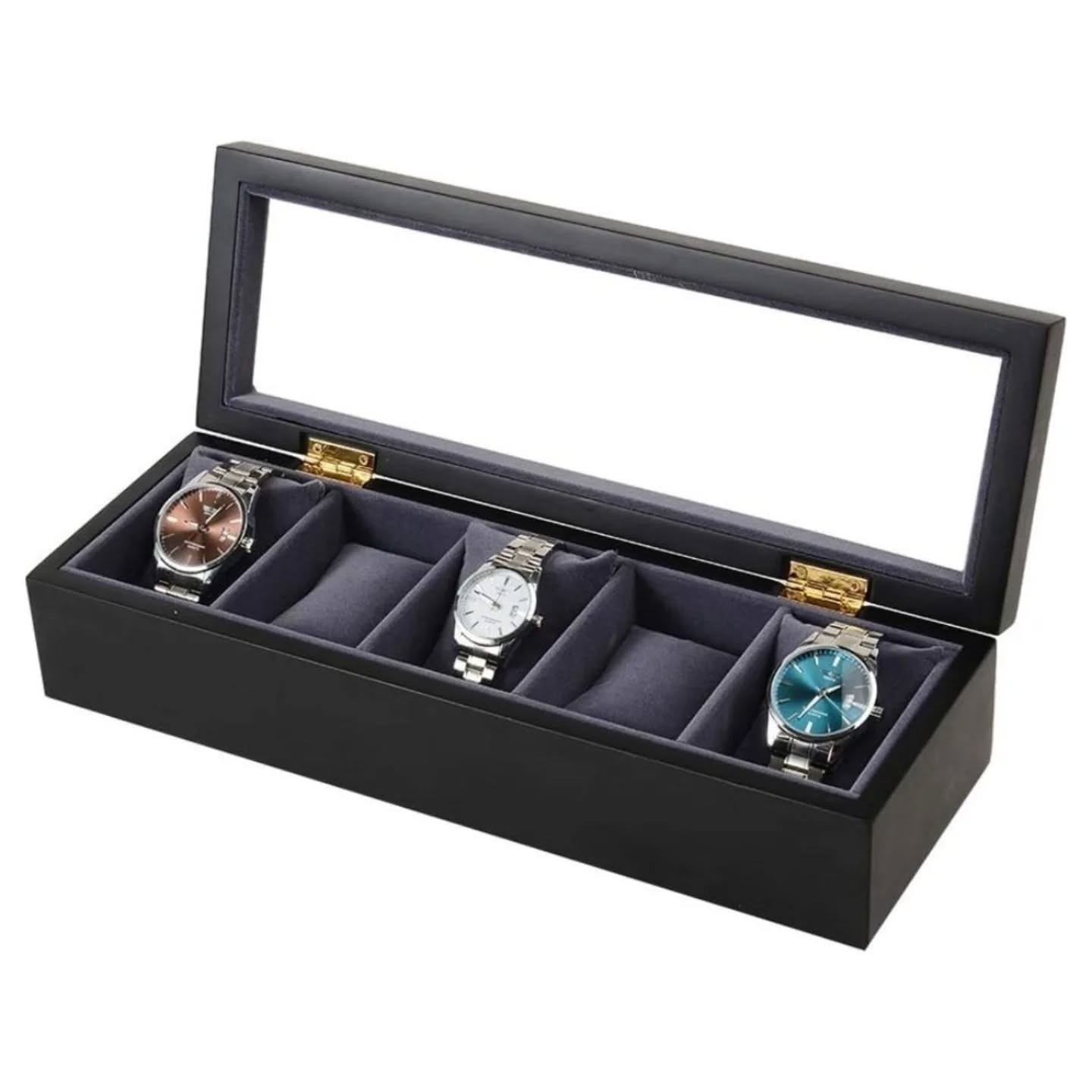 Black & Grey Six (6) Slot Watch Box – view 1