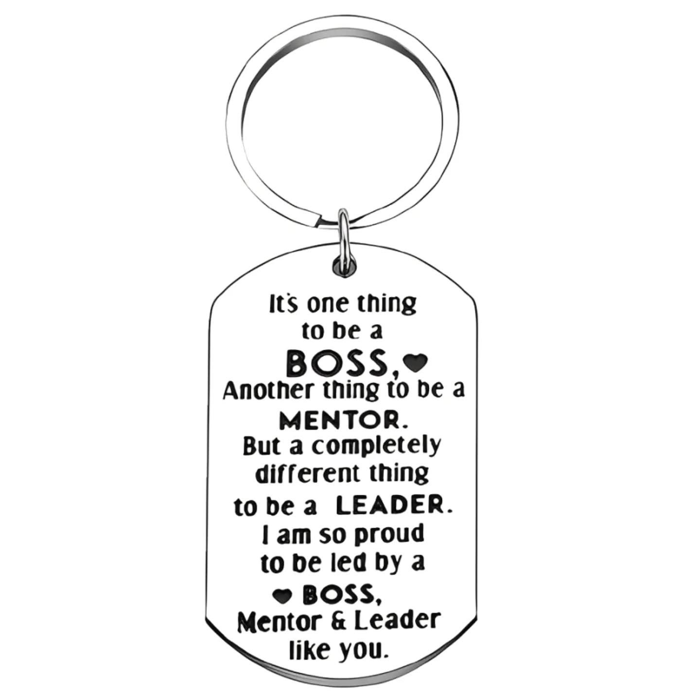 Boss, Mentor, Leader Stainless Steel Keychain – view 1