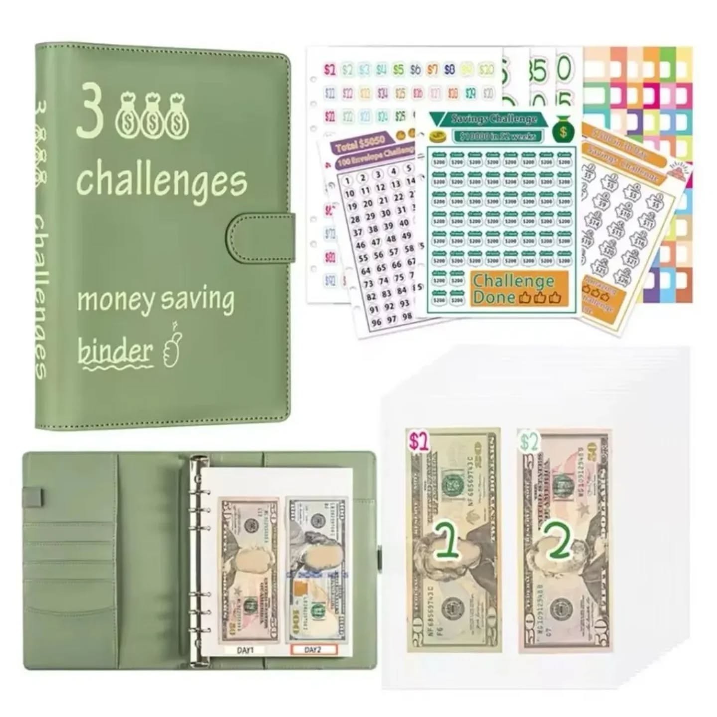 Budget Binder 3 Challenges Set – Green – view 1