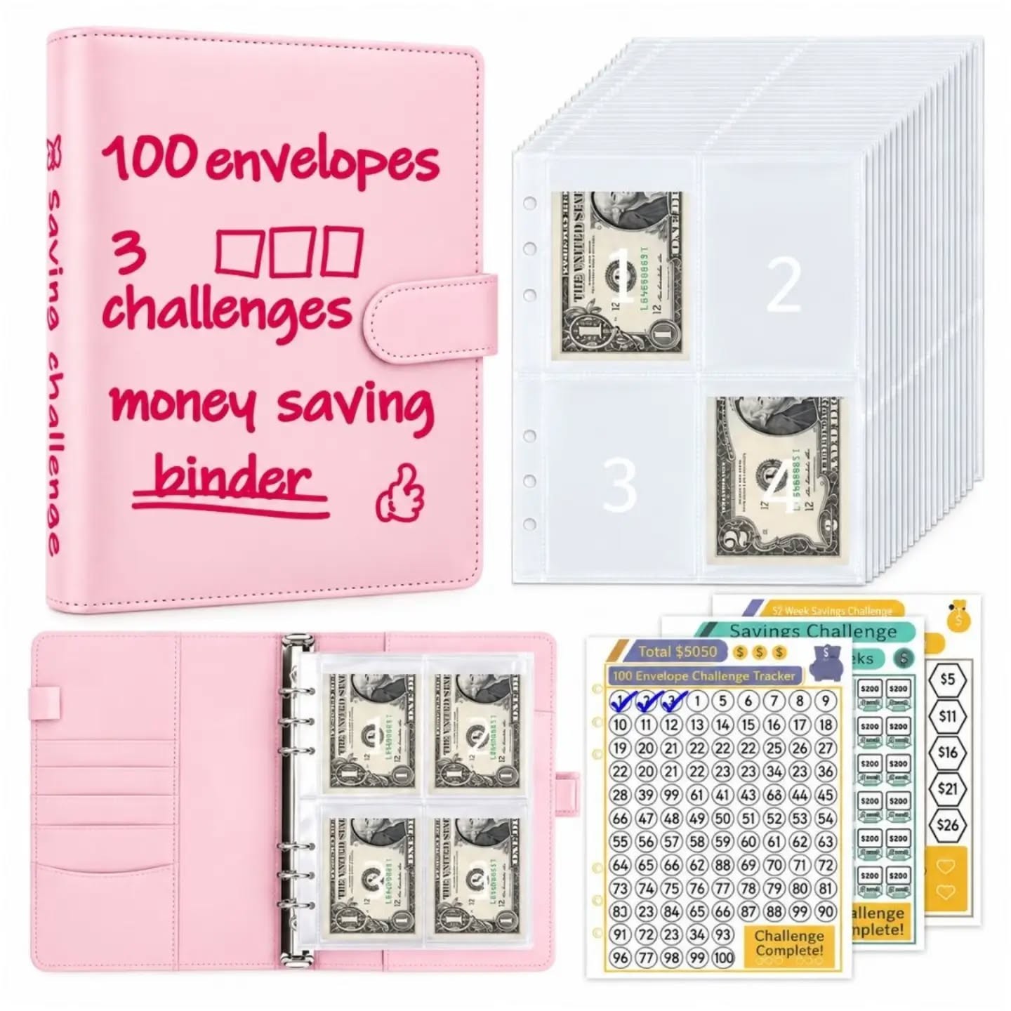 Budget Binder 3 Challenges Set – Save $5,050 In 100 Days – view 1