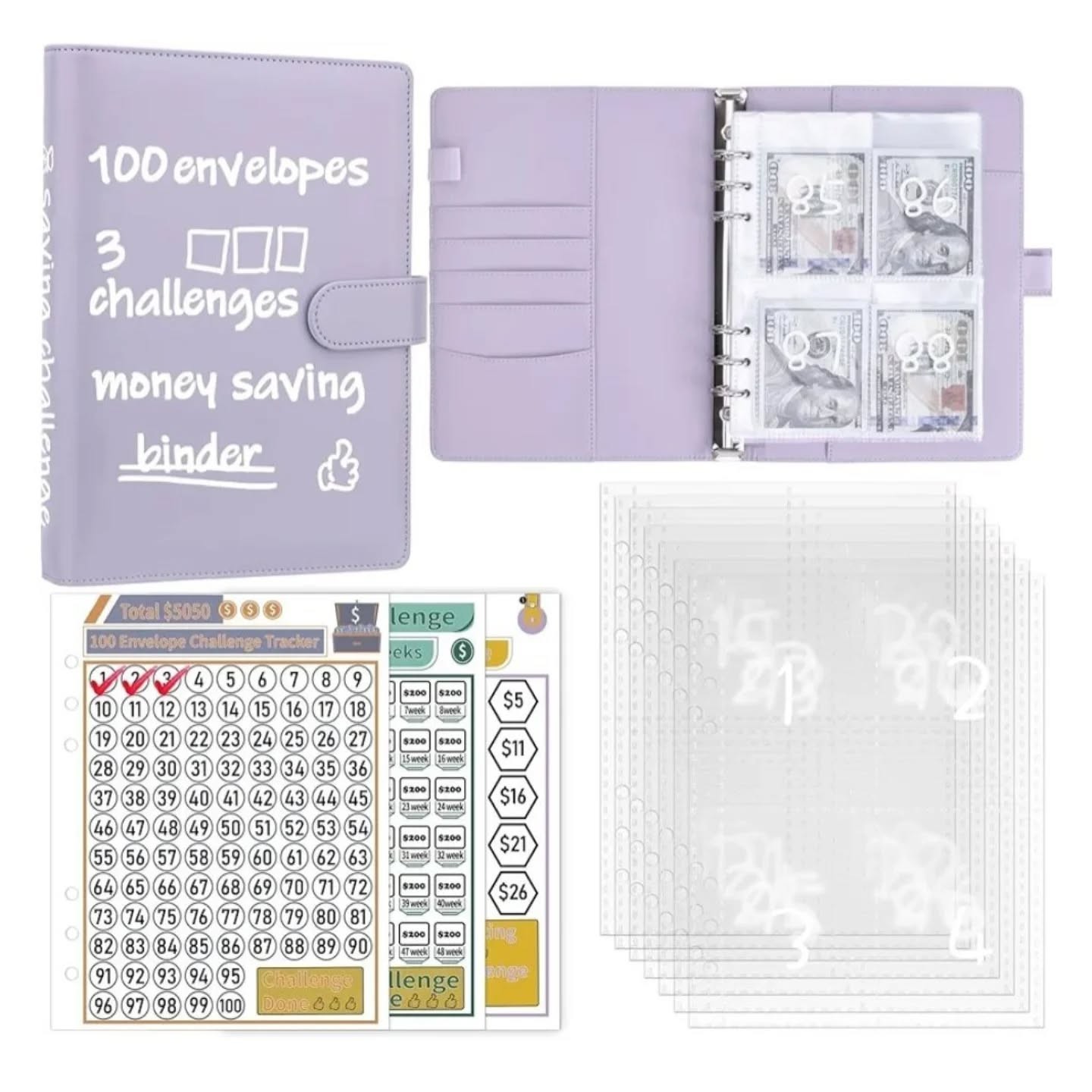 Budget Binder 3 Challenges Set – Purple – view 1