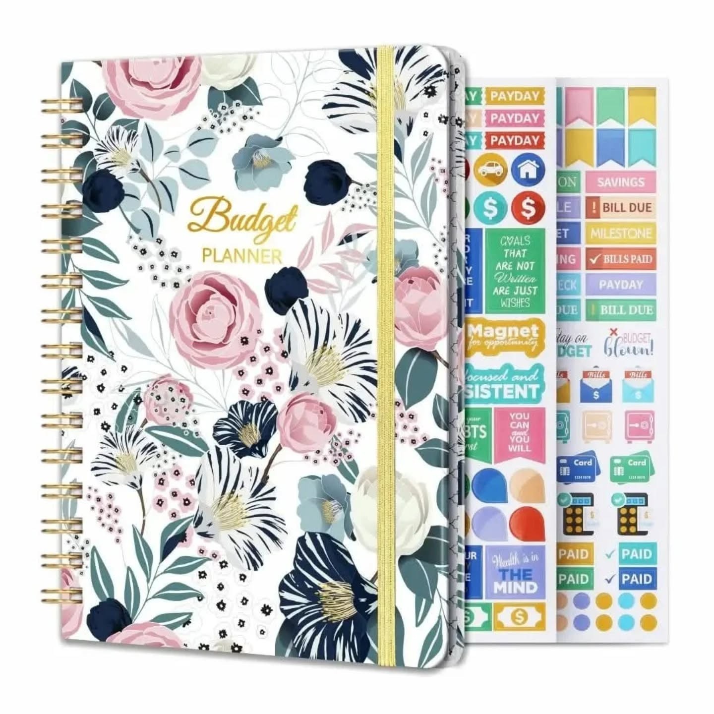 Budget Planner - Budget Book and Organizer Expense Tracker – Floral With Pen Holder – view 1