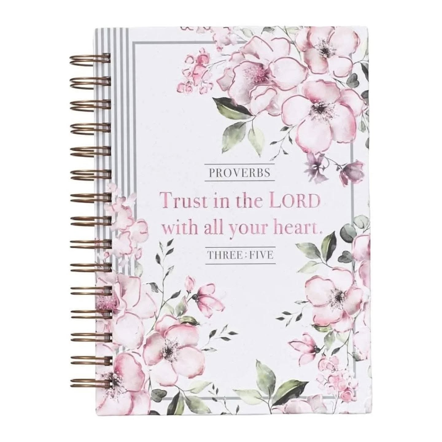 Christian Art Gifts Journal w/Scripture Trust In The Lord Proverbs 3:5 Bible Verse Pink Flowers 192 Ruled Pages – view 1