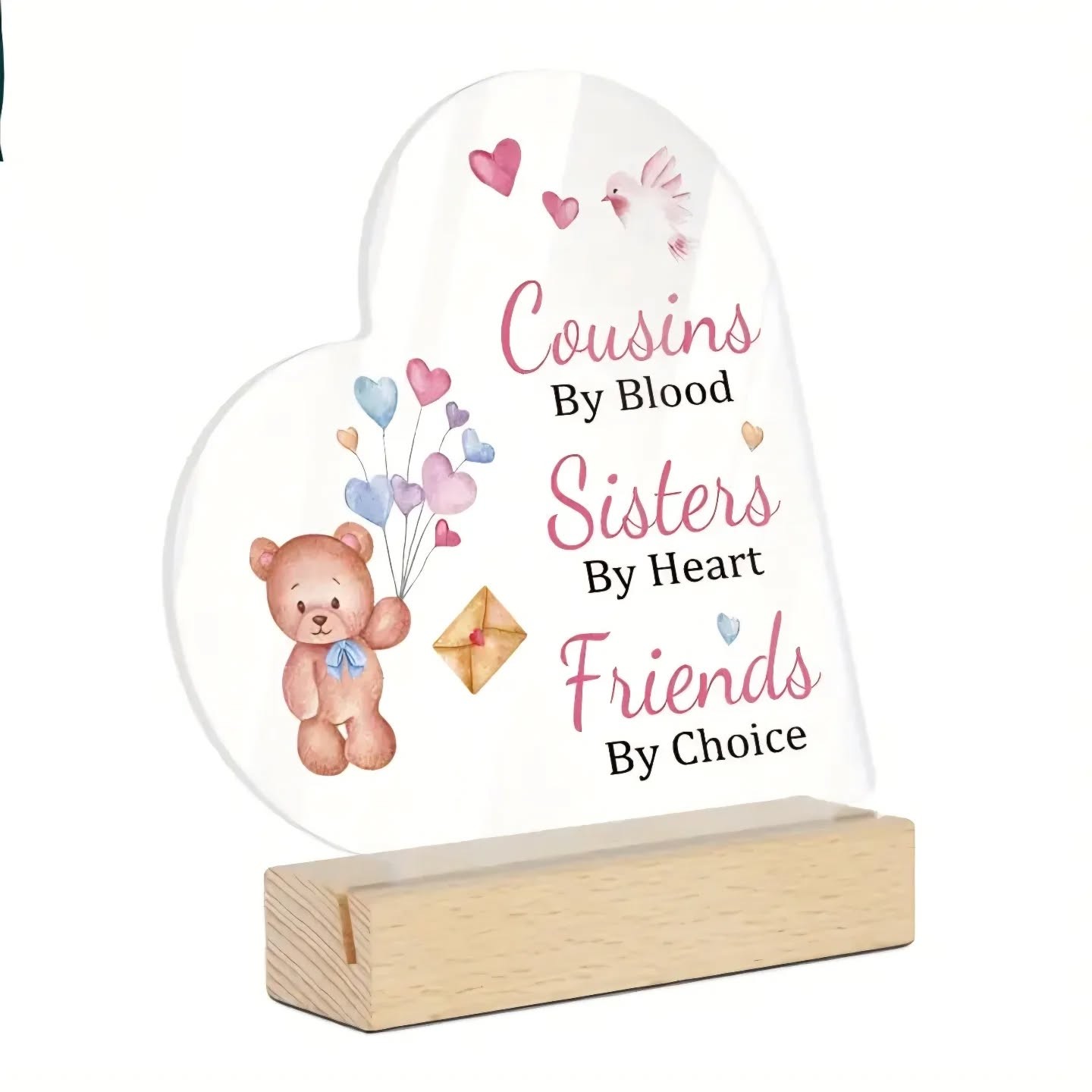 Cousin Heart Plaque With Wooden Stand – view 1
