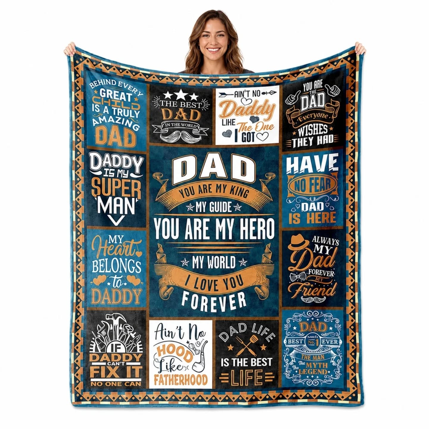 Dad, You Are My King, My Guide, My Hero Gift Blanket (50"x60") – view 1