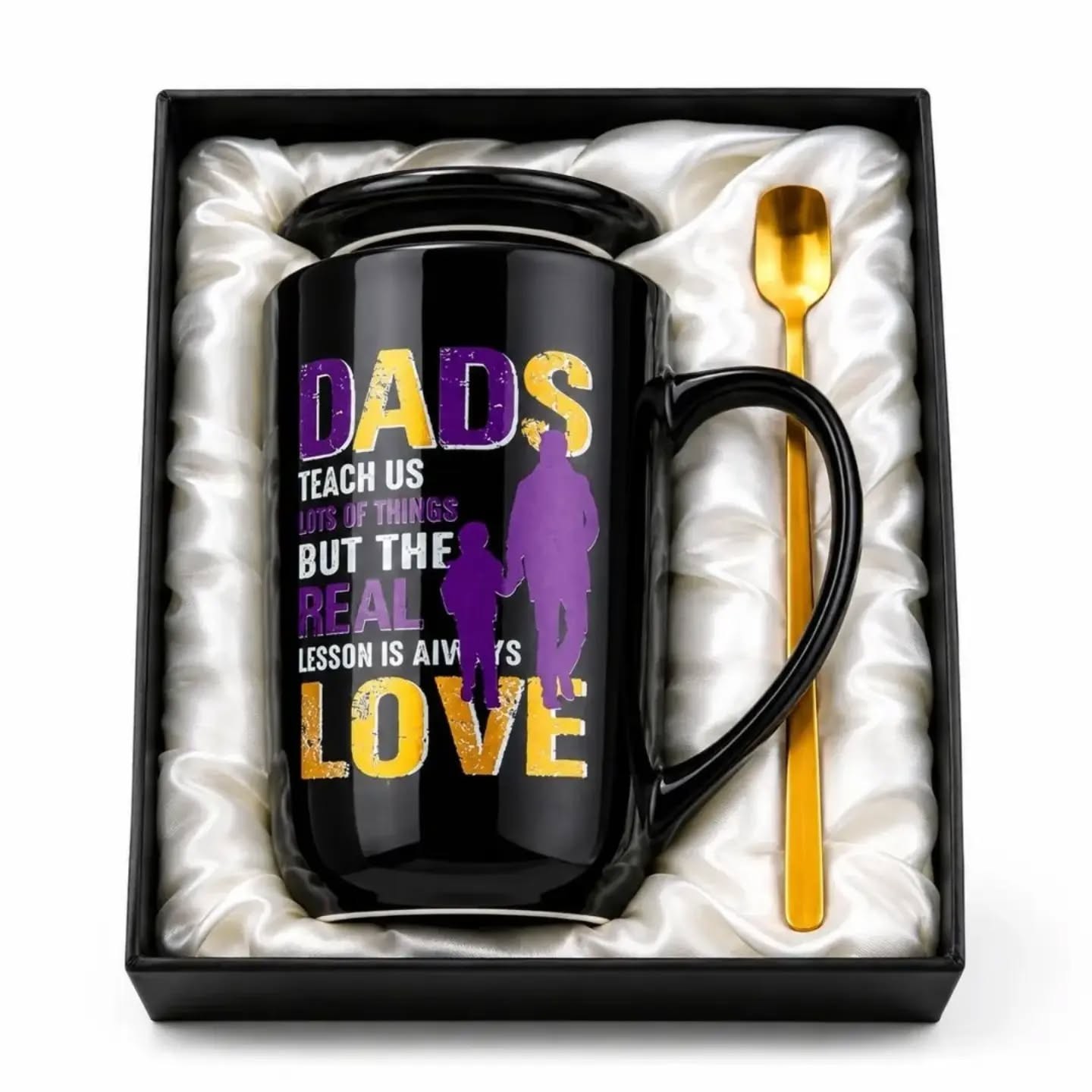 Dads Teach Us But The Real Lesson Is Always Love Dad Appreciation Mug Set – view 1