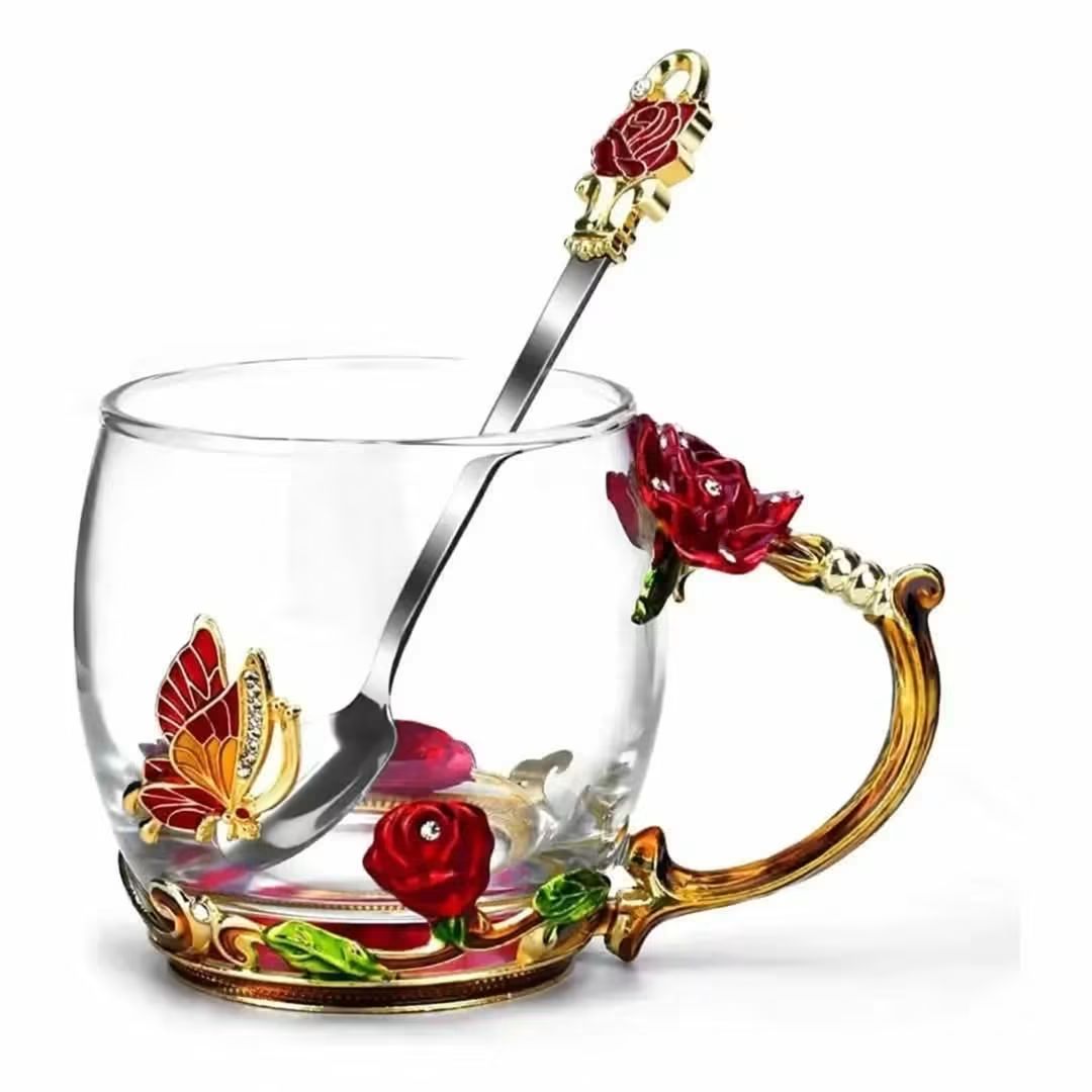 Enamel Flower Glass Mug – view 1