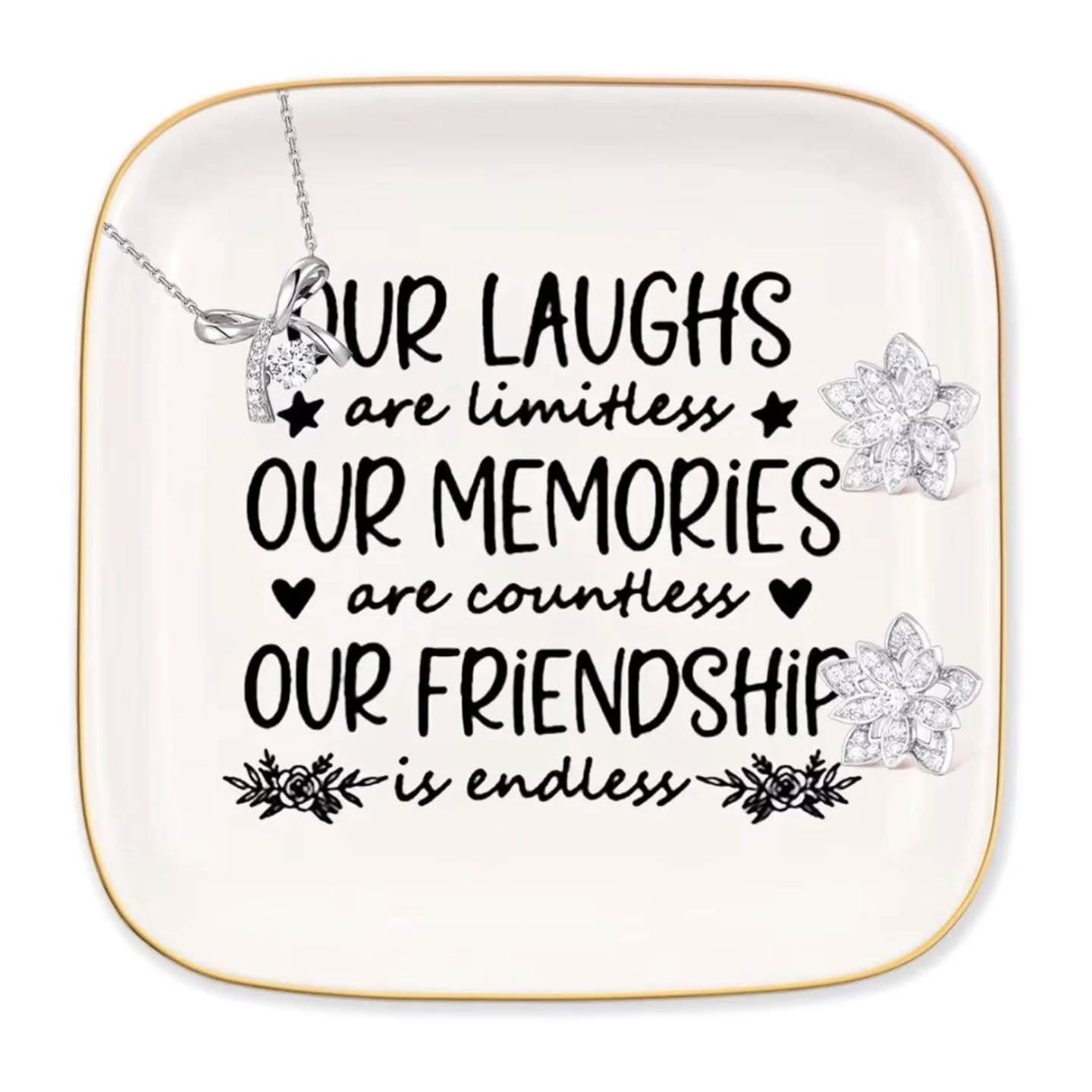 Friendship Ivory & Gold Ceramic Trinket Tray – view 1