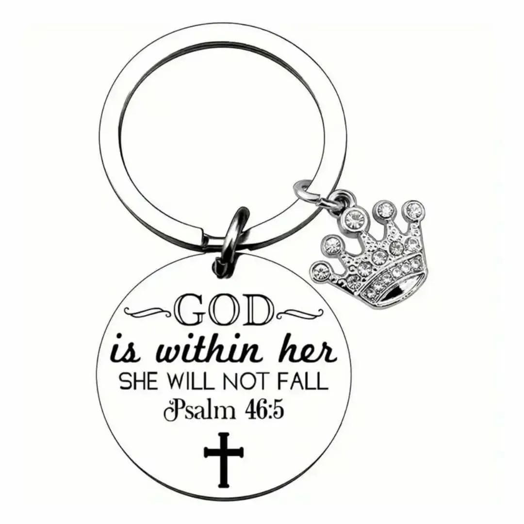God Is Within Her Crown Keychain – view 1