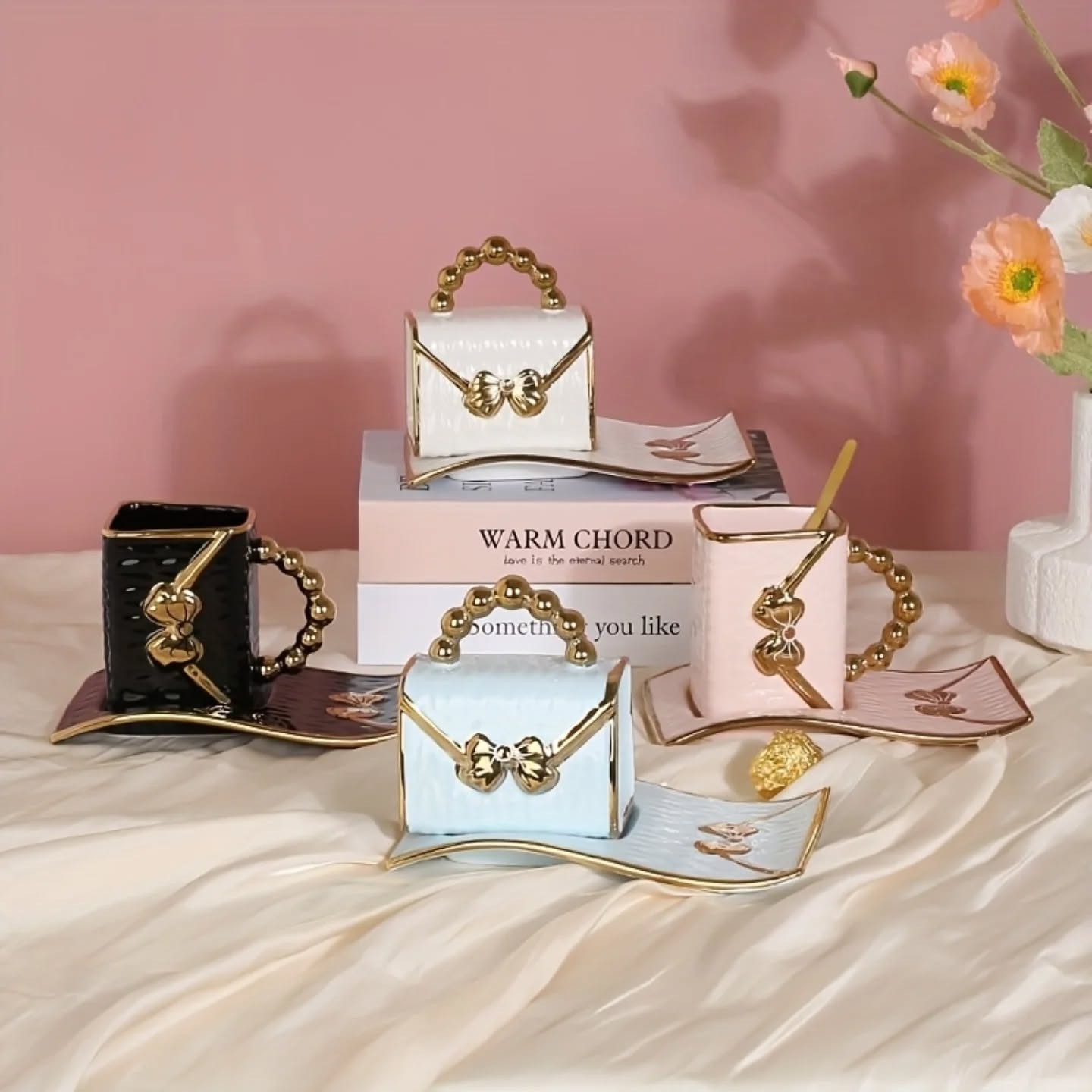 Gold Accented Ceramic Handbag Mug Sets With Mug – view 1