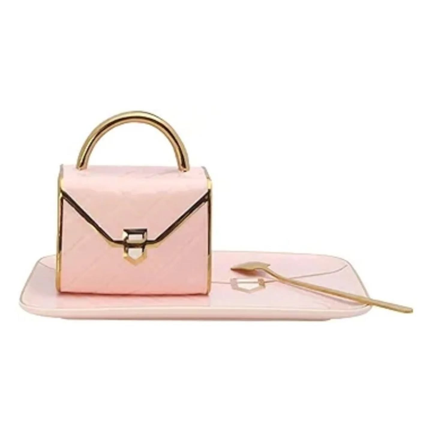 Gold Accented Pink Ceramic Chic Handbag Mug Set With Mug – view 1