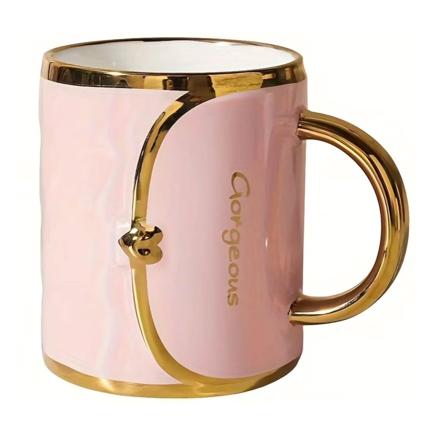 Gold Accented Pink Ceramic Handbag Mug – view 1