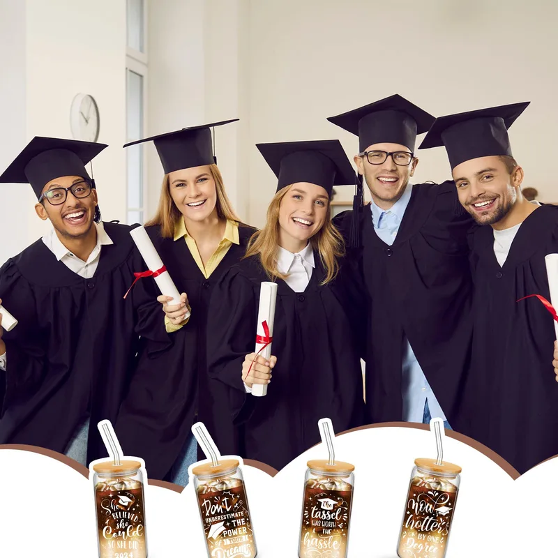 Graduation Glass Can Tumblers