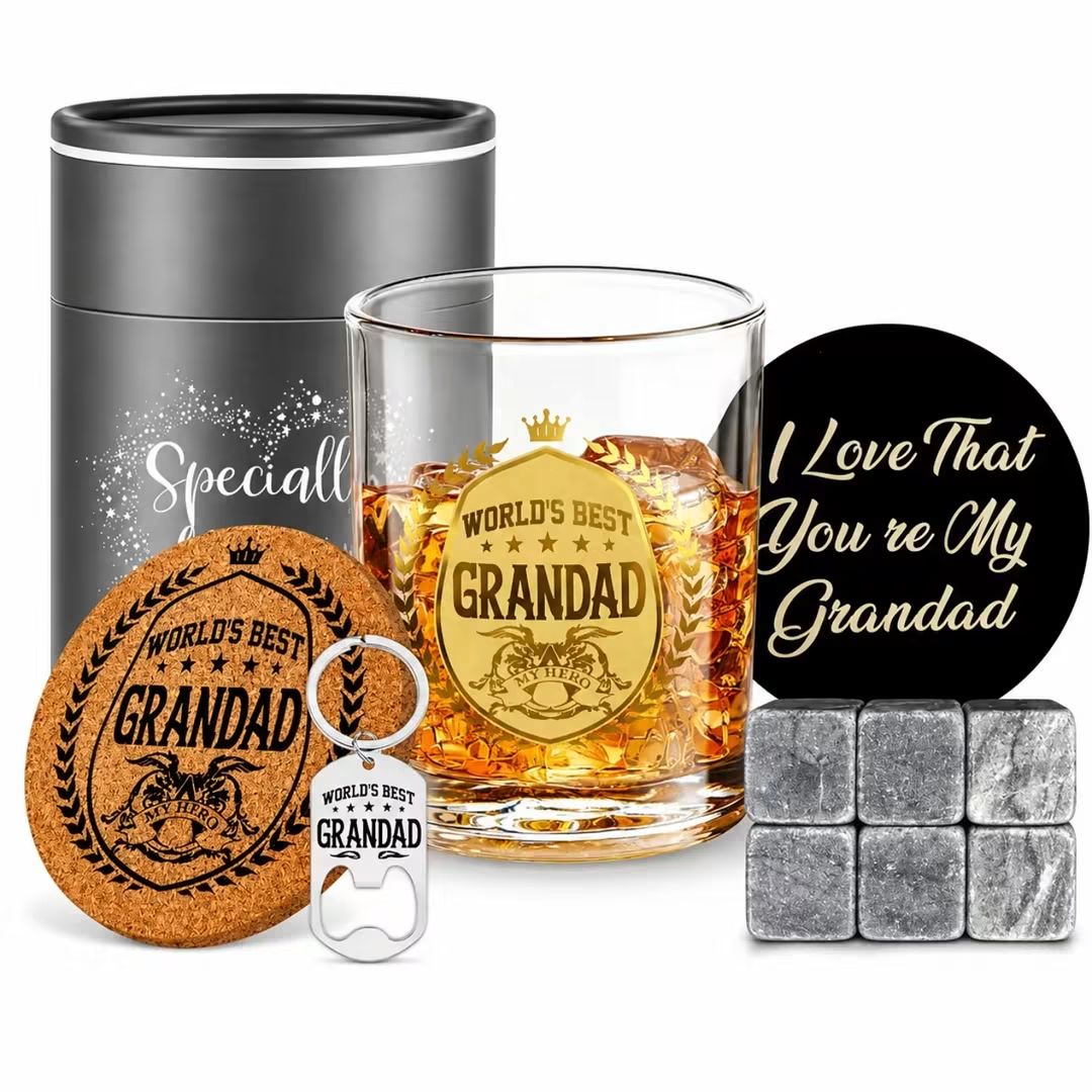 I Love That You're My Grandad Whiskey Glass Tin Set – view 1