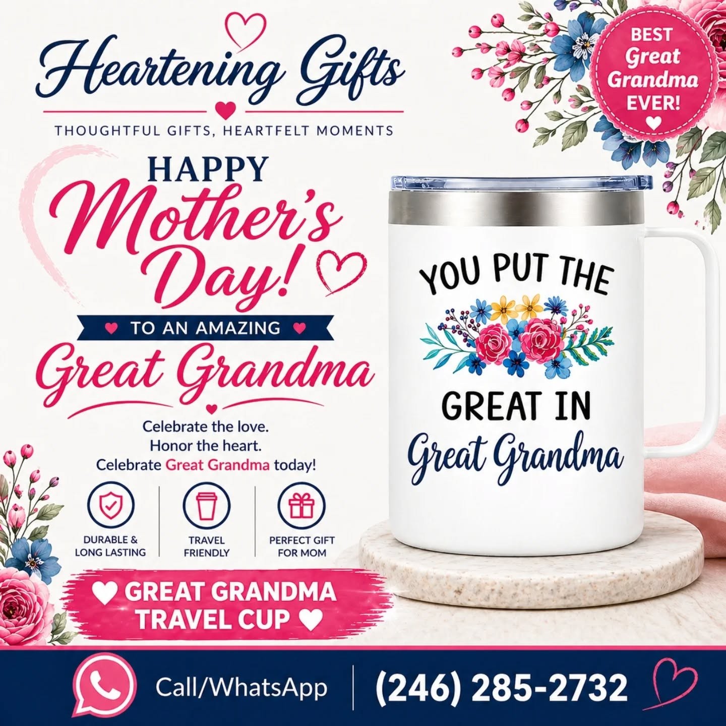Great Grandma Stainless Steel Travel Cup (14oz) – view 1