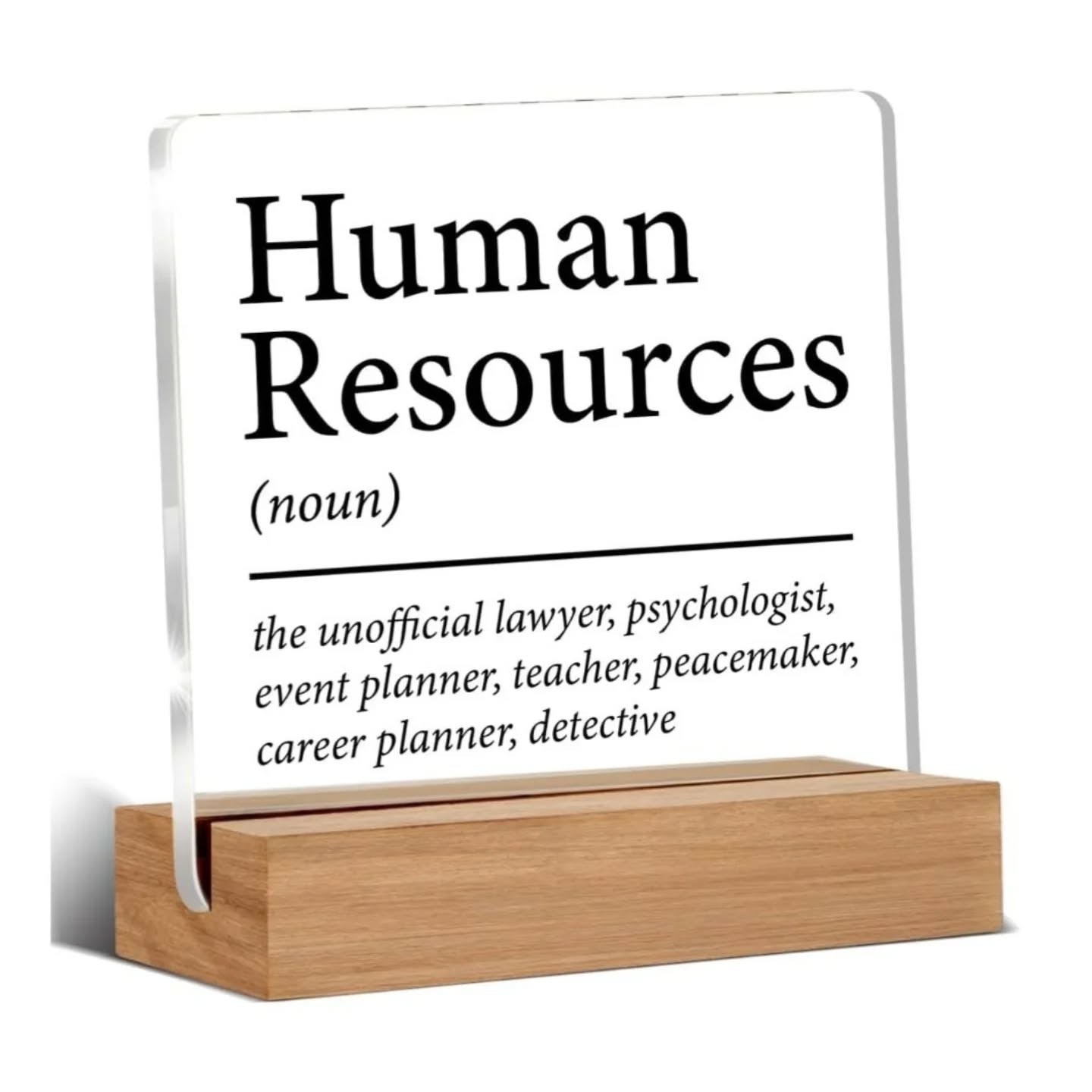 Human Resources Definition Mini Desk Plaque With Wooden Stand – view 1