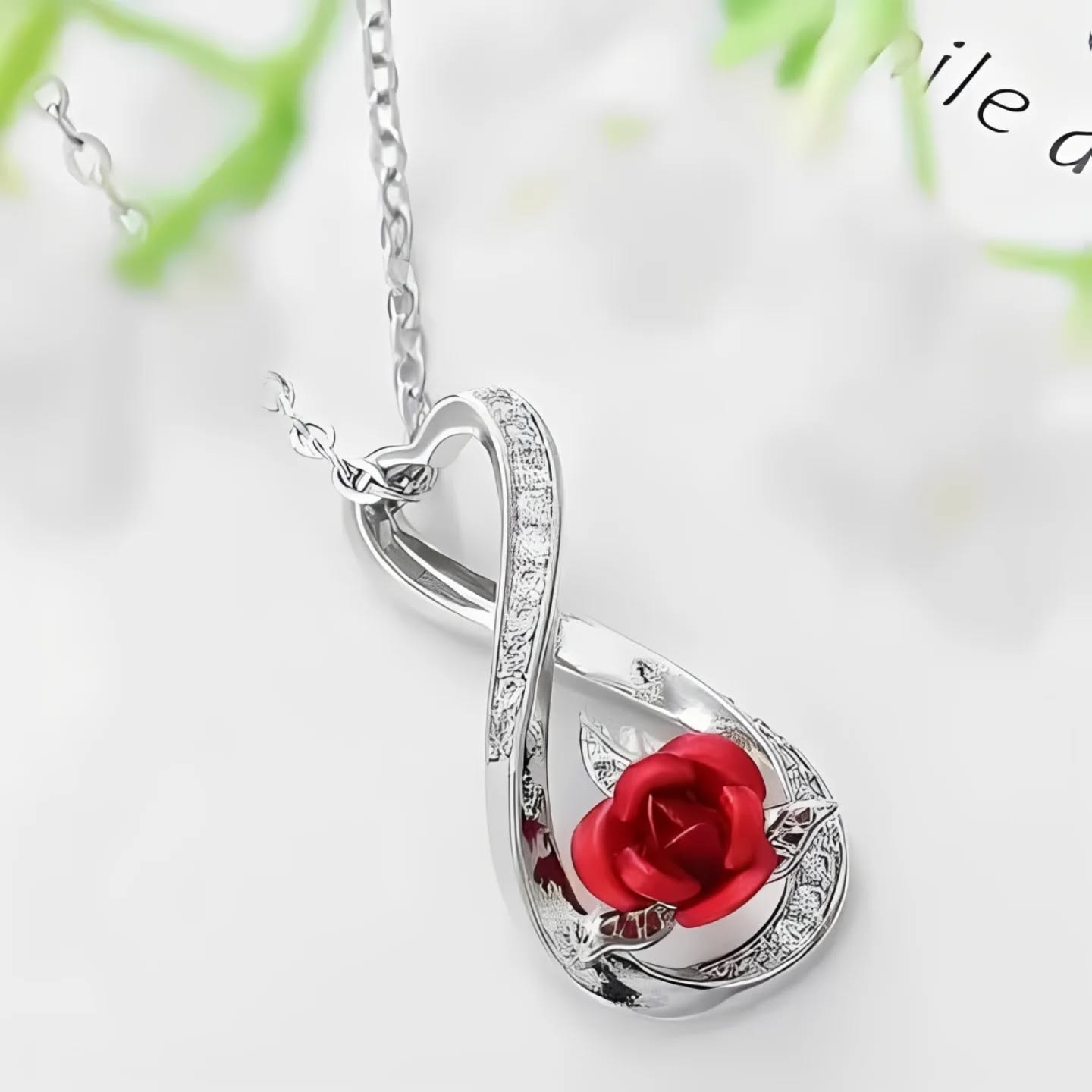 Infinity Symbol Rose Silver Fashion Necklace – view 1