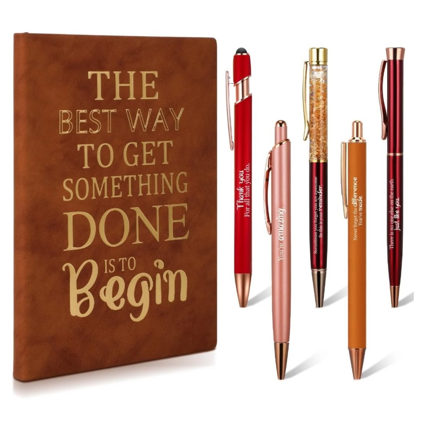 Inspirational Journal & Pens Gift Set: The Only Way To Get Something Done Is To Begin – view 1