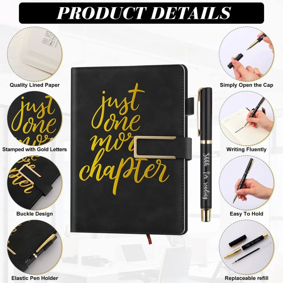 Just One More Chapter Black & Gold Journal & Pen Gift Set – view 1