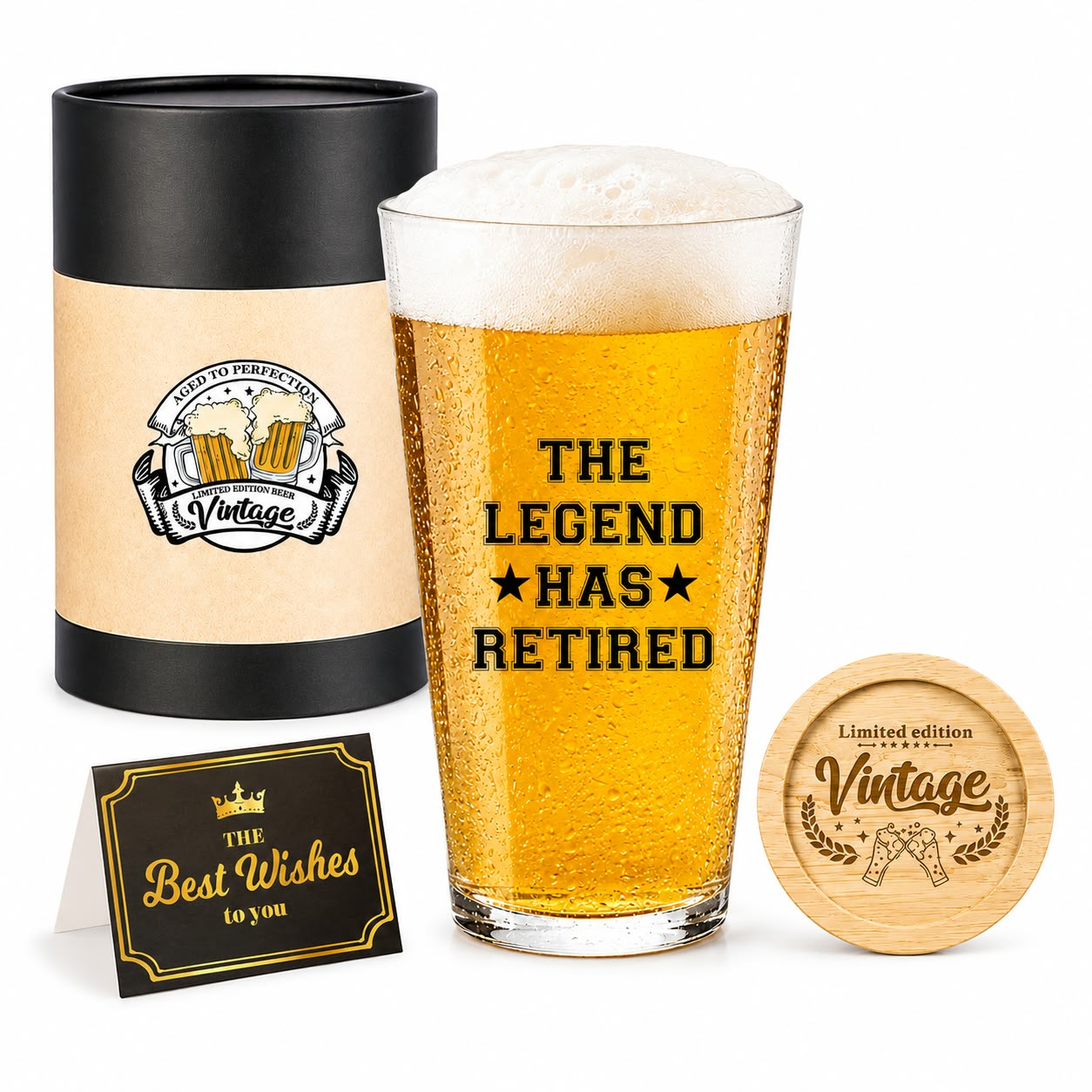 The Legend Has Retired Beer Glass Gift Set – view 1