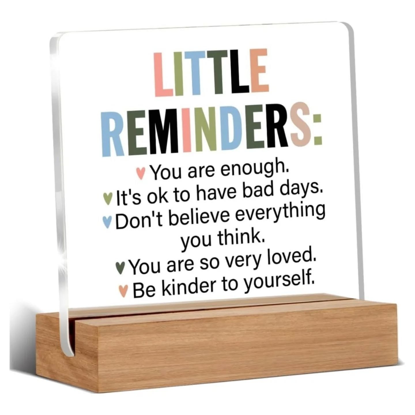 Little Reminders Motivational Desk Plaque With Wooden Base – view 1