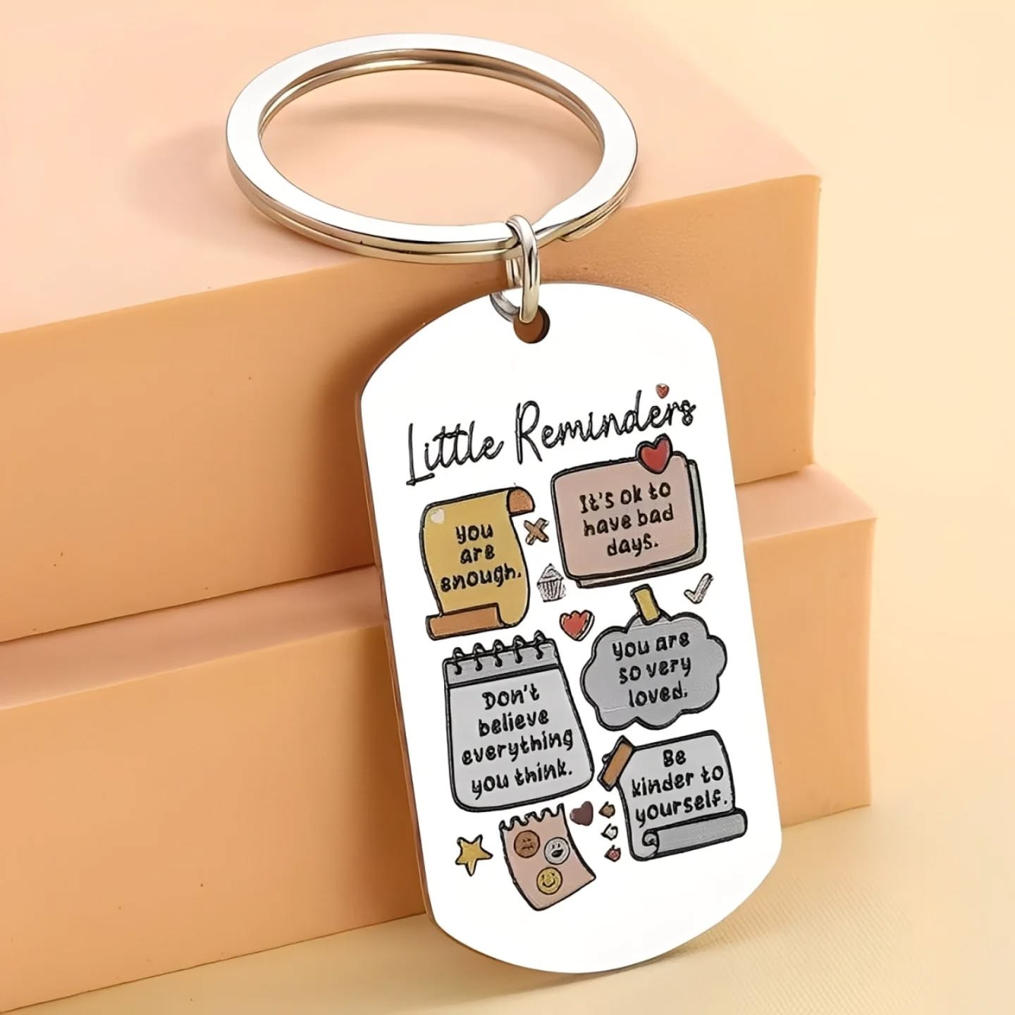 Little Reminders Stainless Steel Motivational Keychain – view 1