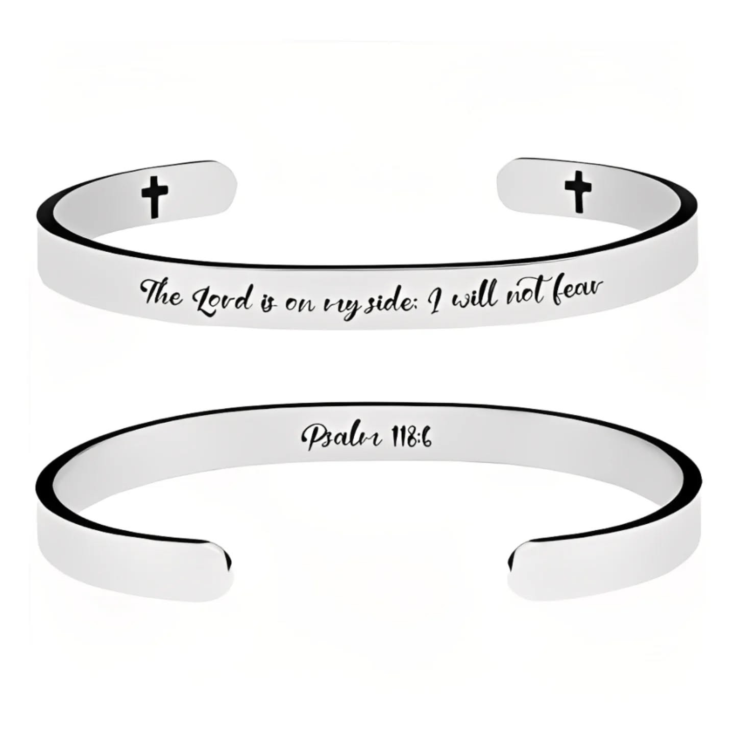 The Lord Is On My Side, I Will Not Fear Mantra/Affirmation Stainless Steel Bracelet – view 1