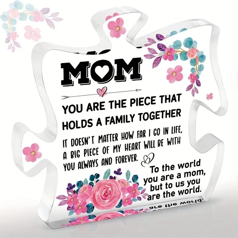 Mom Appreciation Pink & Blue Themed Puzzle Piece – view 1