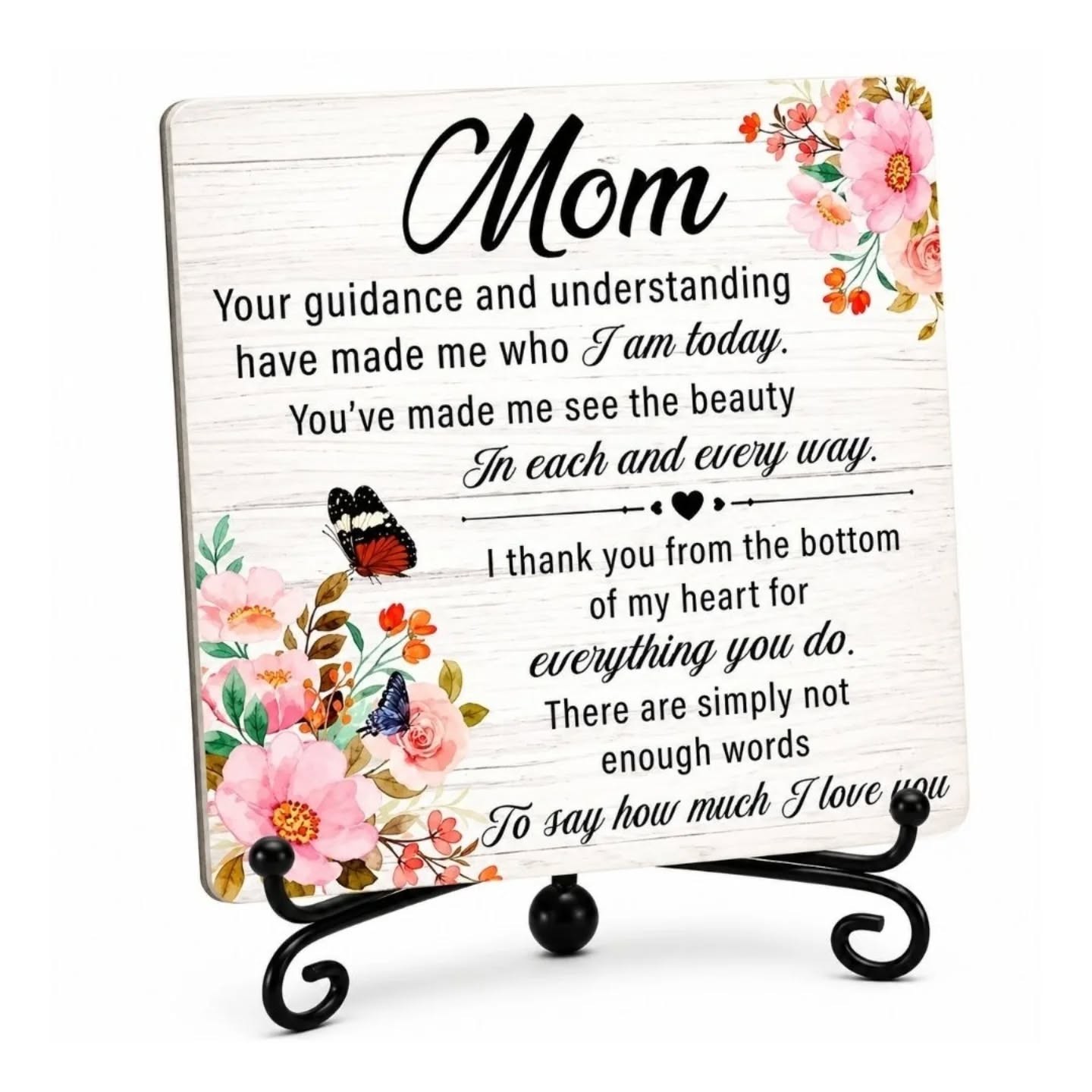Mom Appreciation Wooden Mini Gift Plaque With Iron Stand – view 1