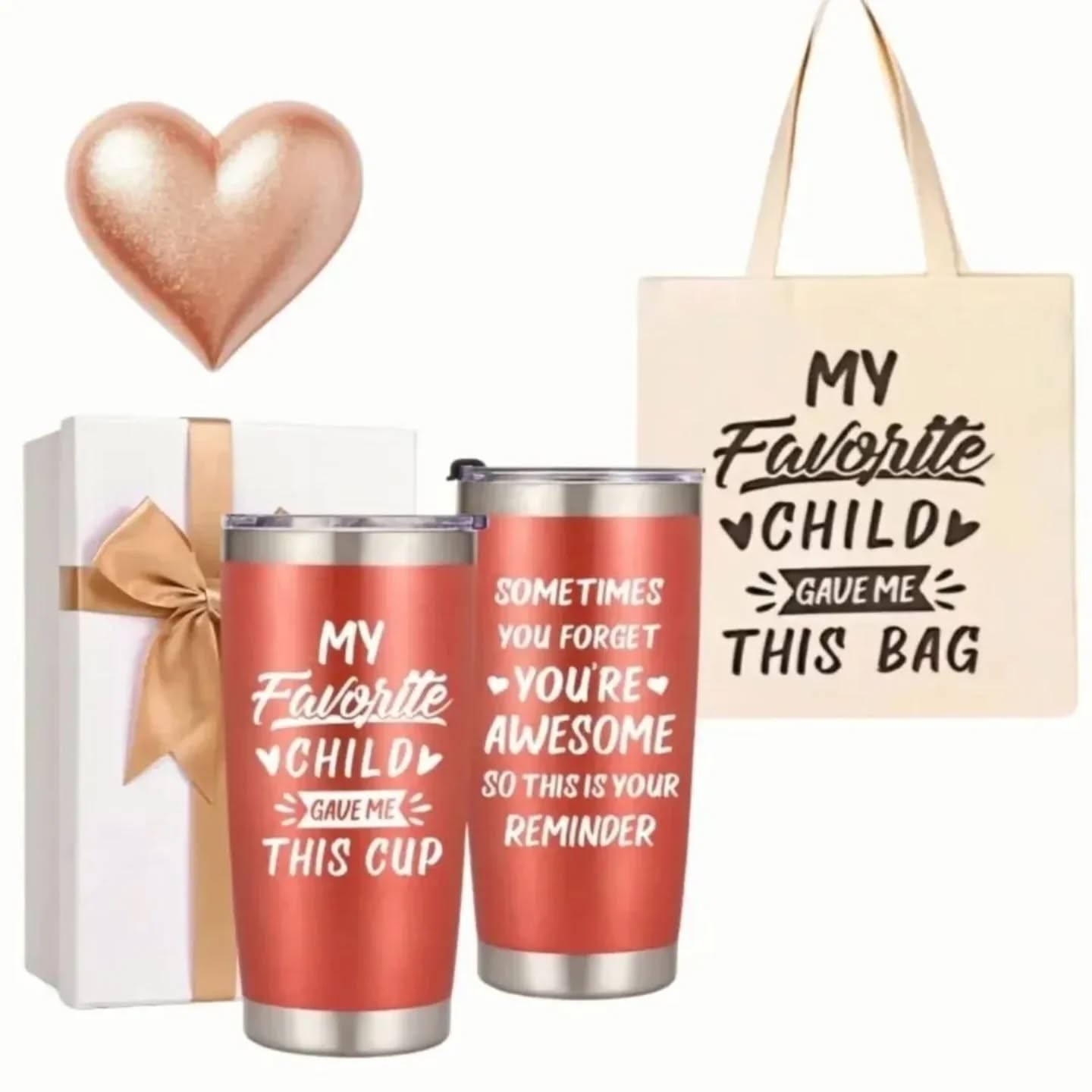 Mom Gift Set – Rose Gold Favourite Child Tumbler (20oz) – view 1