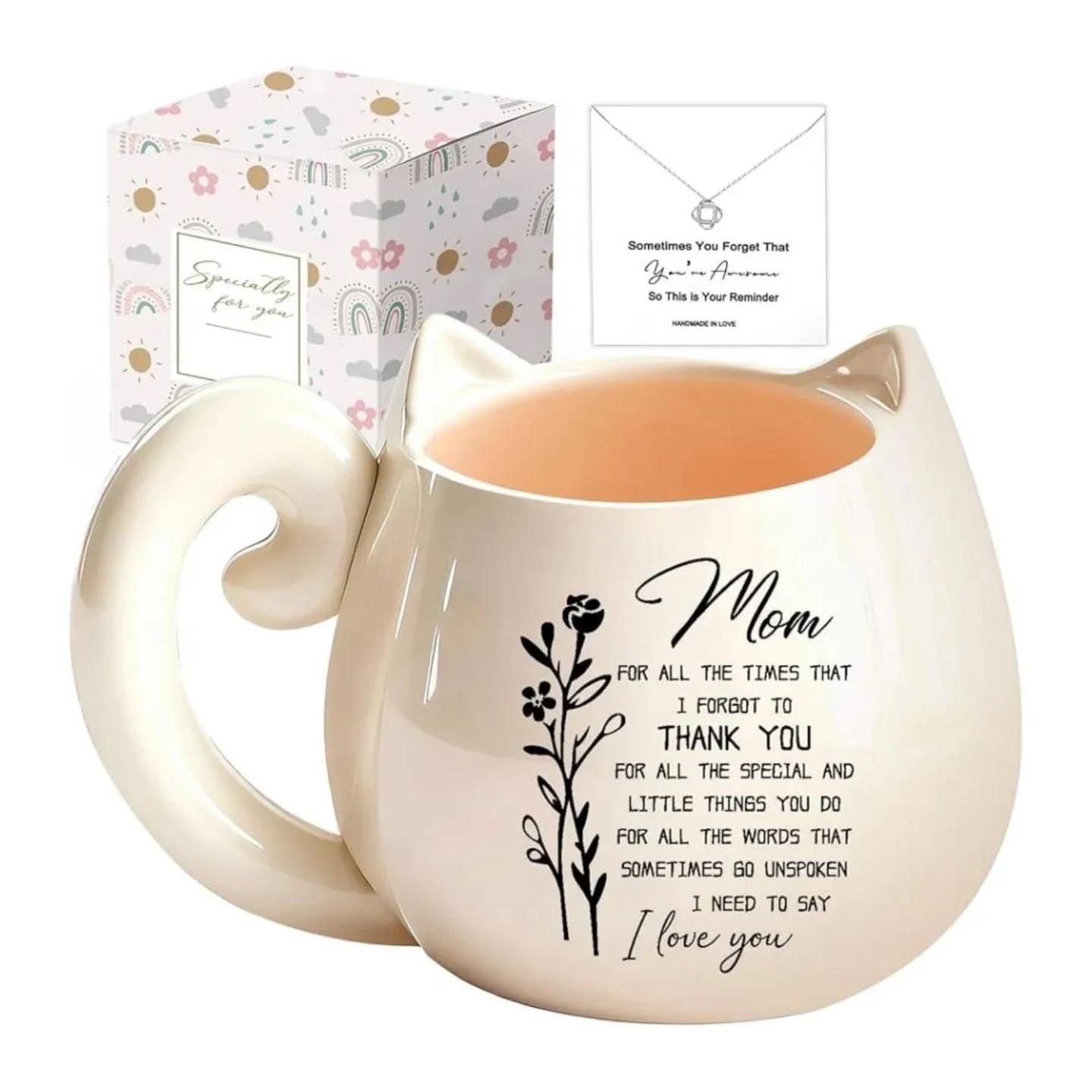 Mom, I Love You Cat Mug & Necklace Set – view 1