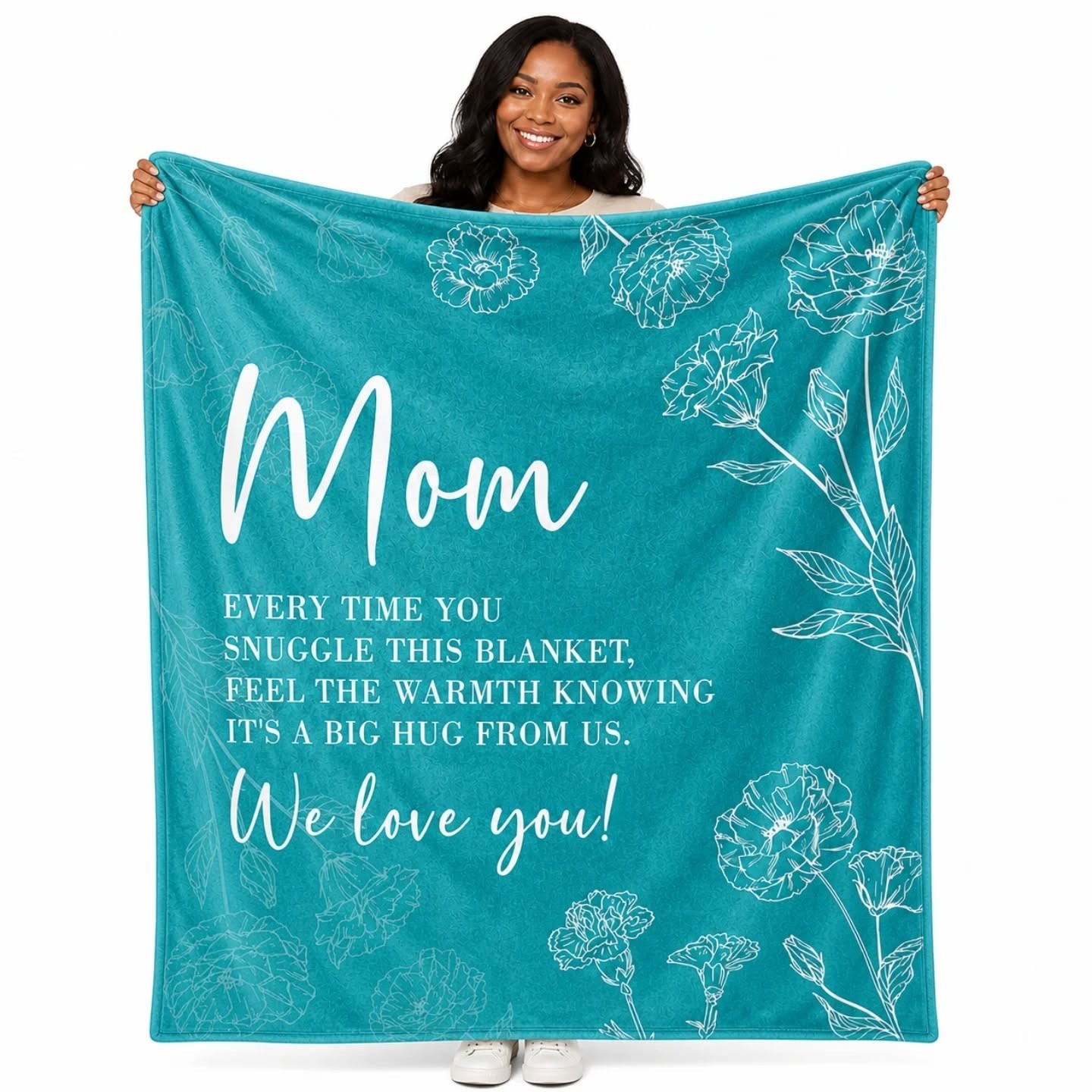 Mom, We Love You Teal Blanket (50'x60') – view 1
