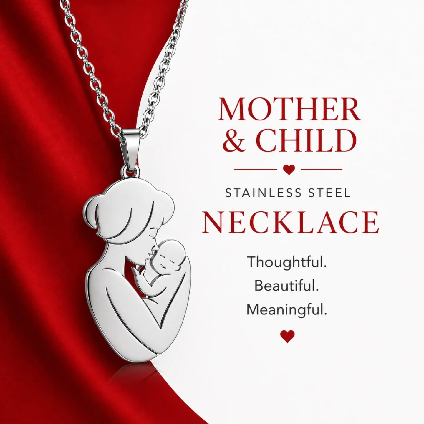 Mother & Child Stainless Steel Pendant Necklace – view 1