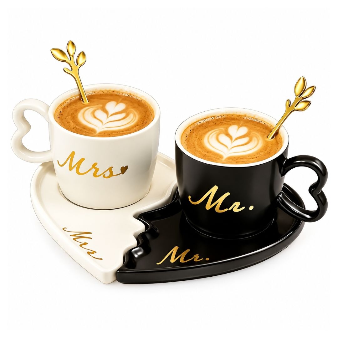 Mr & Mrs Coffee Cup & Saucer Set – view 1