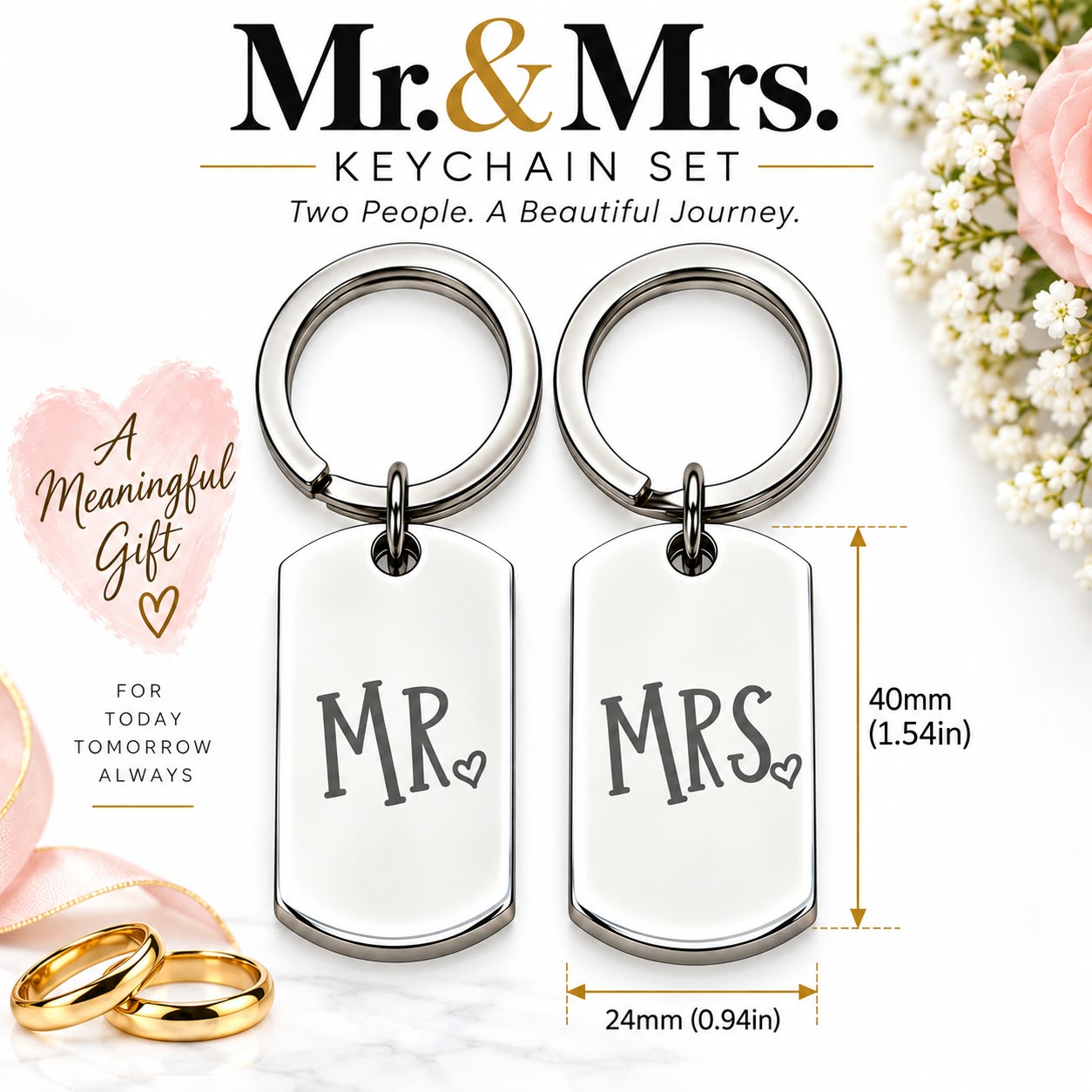 Mr & Mrs Keychain Set – view 1