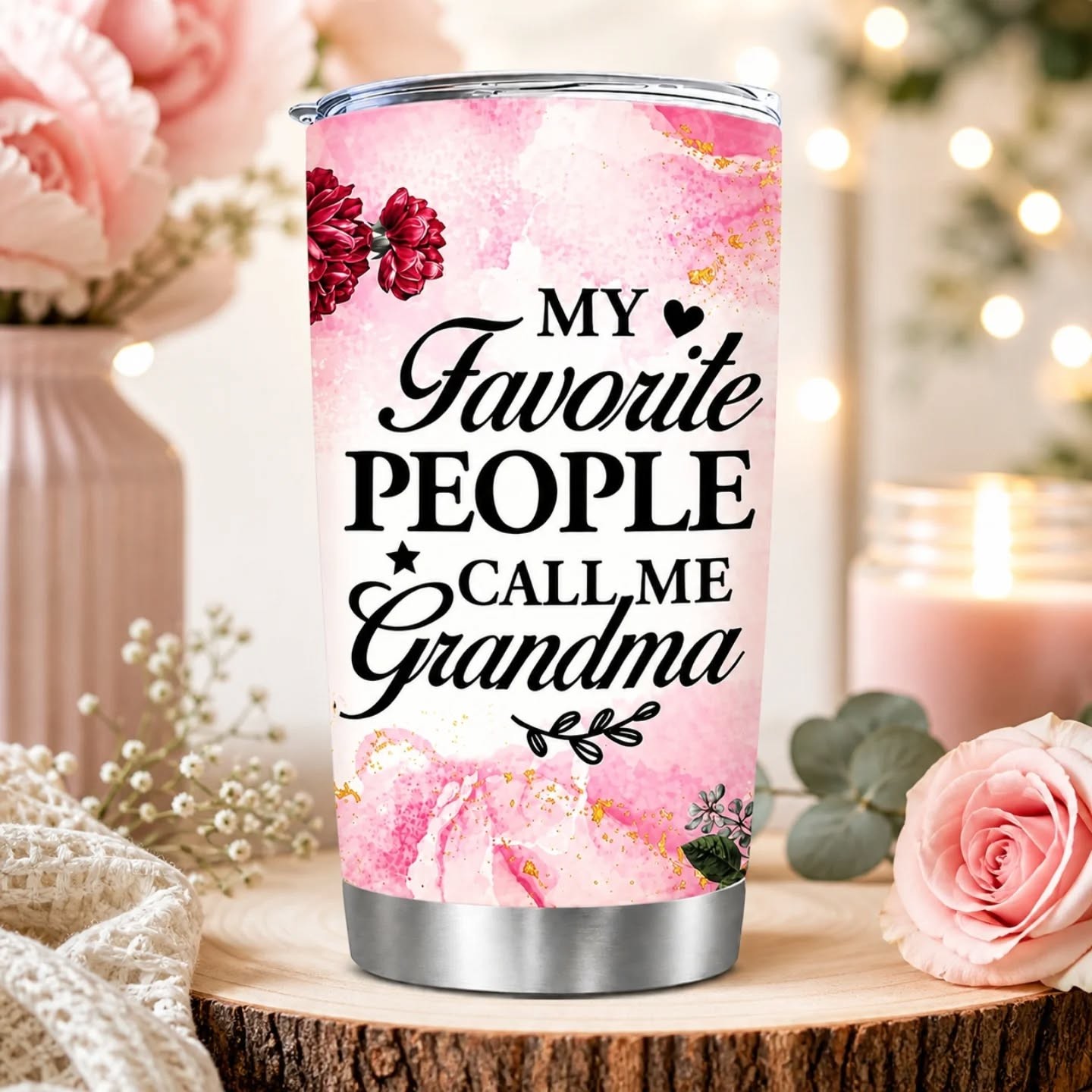 My Favorite People Call Me Grandma Stainless Steel Tumbler (20oz) – view 1