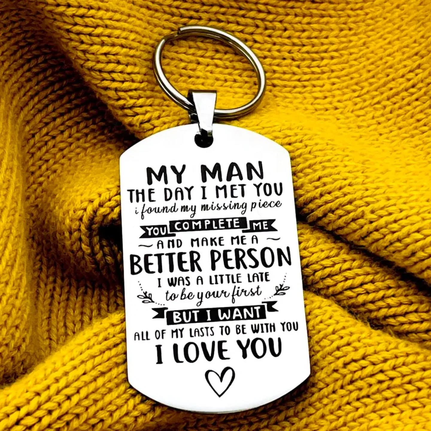 "My Man, I Love You" Stainless Steel Keychain – view 1