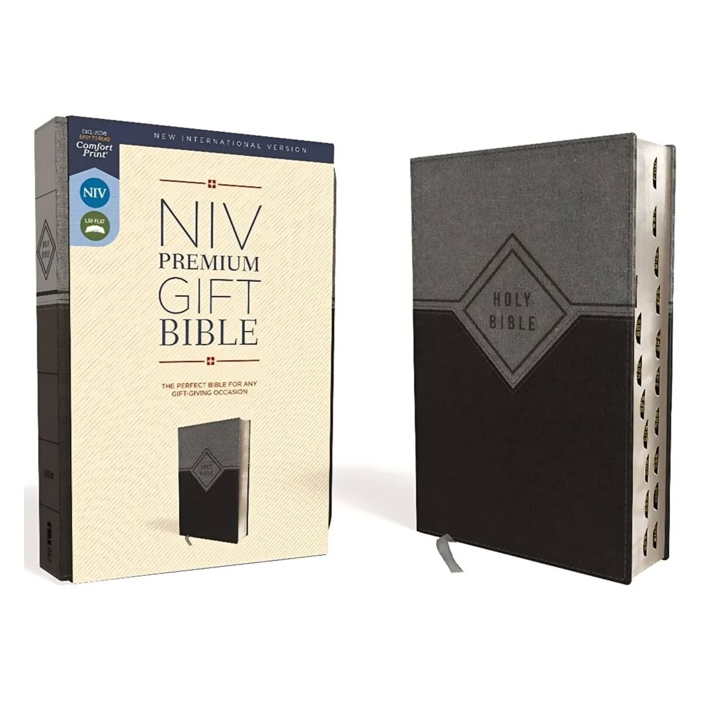 NIV, Premium Gift Bible, Leathersoft, Black/Gray, Red Letter, Comfort Print – view 1