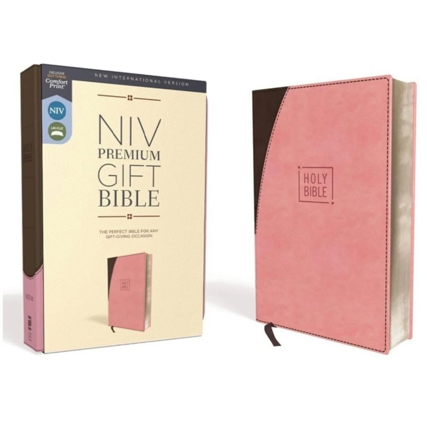 NIV, Premium Gift Bible, Leathersoft, Pink/Brown, Red Letter, Comfort Print – view 1