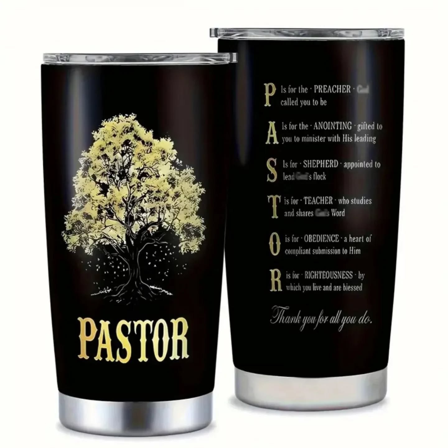 Pastor, Thank You For All You Do Stainless Steel Tumbler (20oz) – view 1