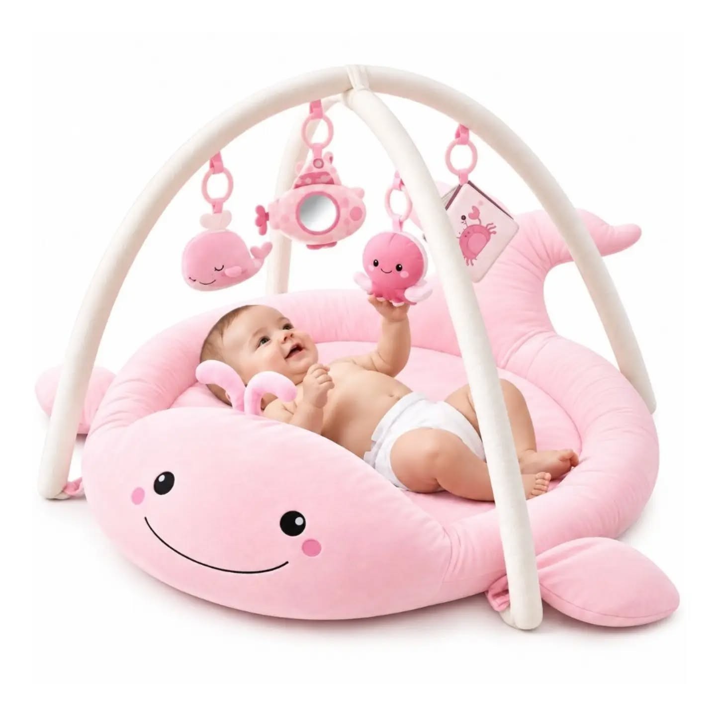 Pink Whale Baby Activity & Tummy Time Play Mat – view 1