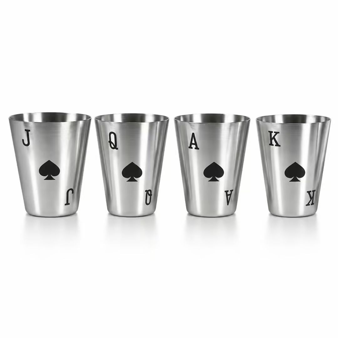 Playing Card Stainless Steel Shot Cups Set – view 1